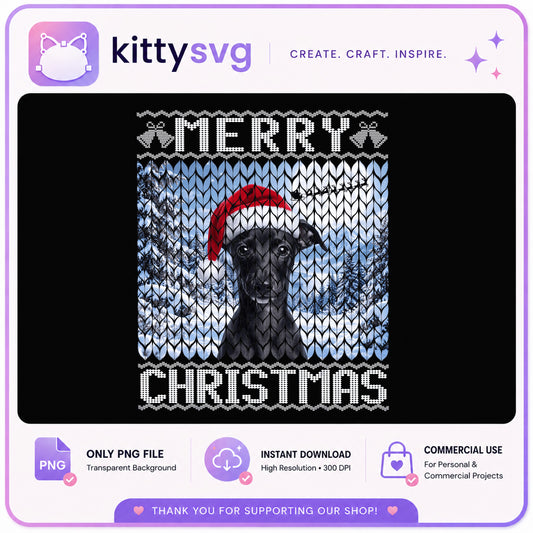Black Lab Merry Christmas PNG, Ugly Sweater Dog PNG, Labrador PNG