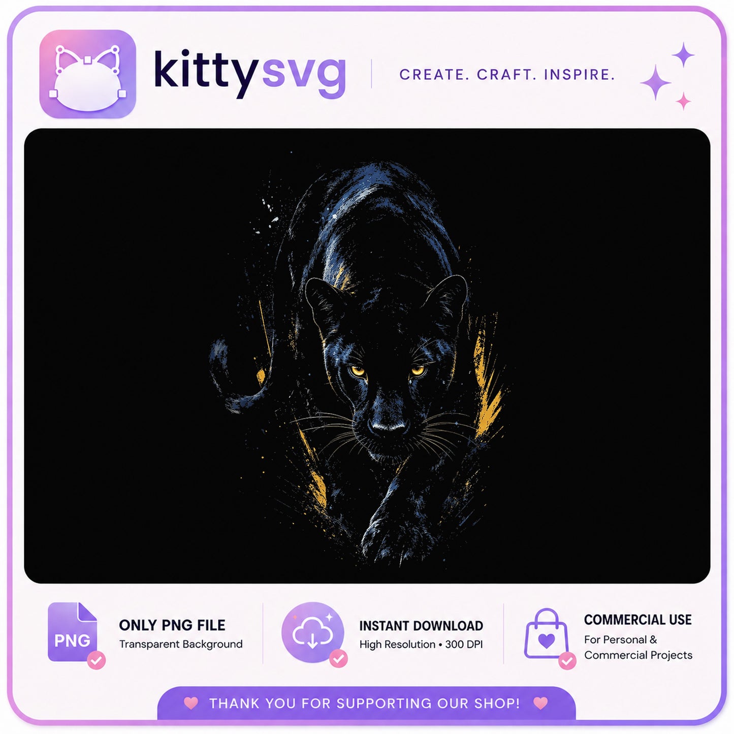 Black Panther PNG, Wild Animal Clipart, Dark Cat PNG