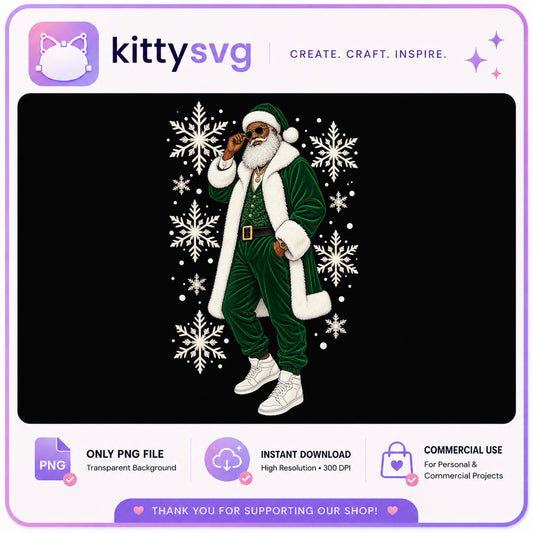 Black Santa Claus PNG, Afro Santa Christmas PNG, Cool Santa PNG