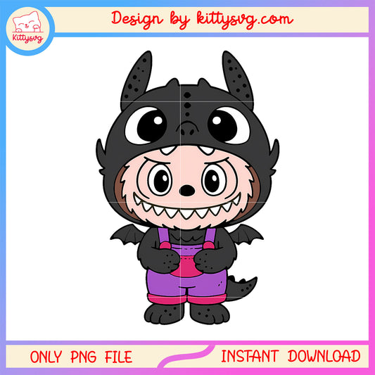 Black baby dragon labubu cute doll png, labubu dolls png