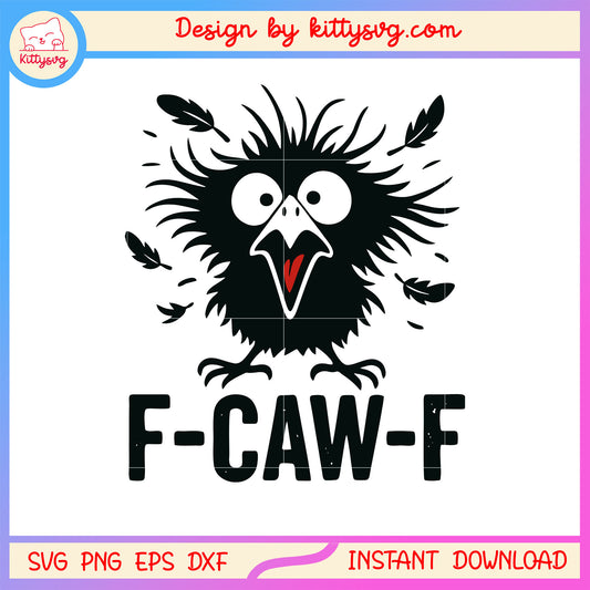 Black crow f-caw-f sound design svg, angry crow svg