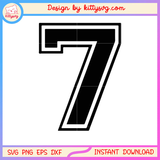 Black seven number font design svg, lucky number seven svg
