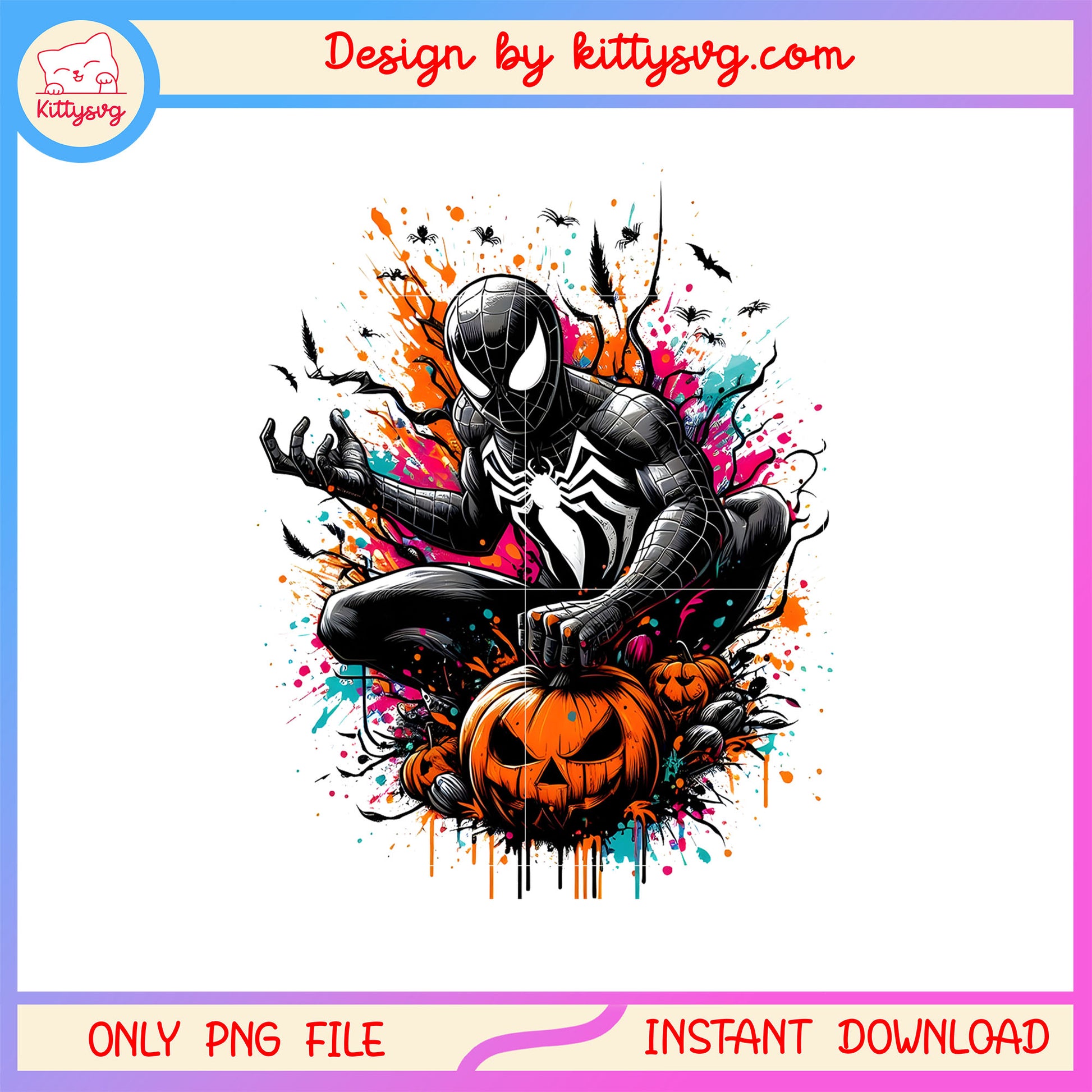 Black spiderman and halloween pumpkin png, spiderman film png