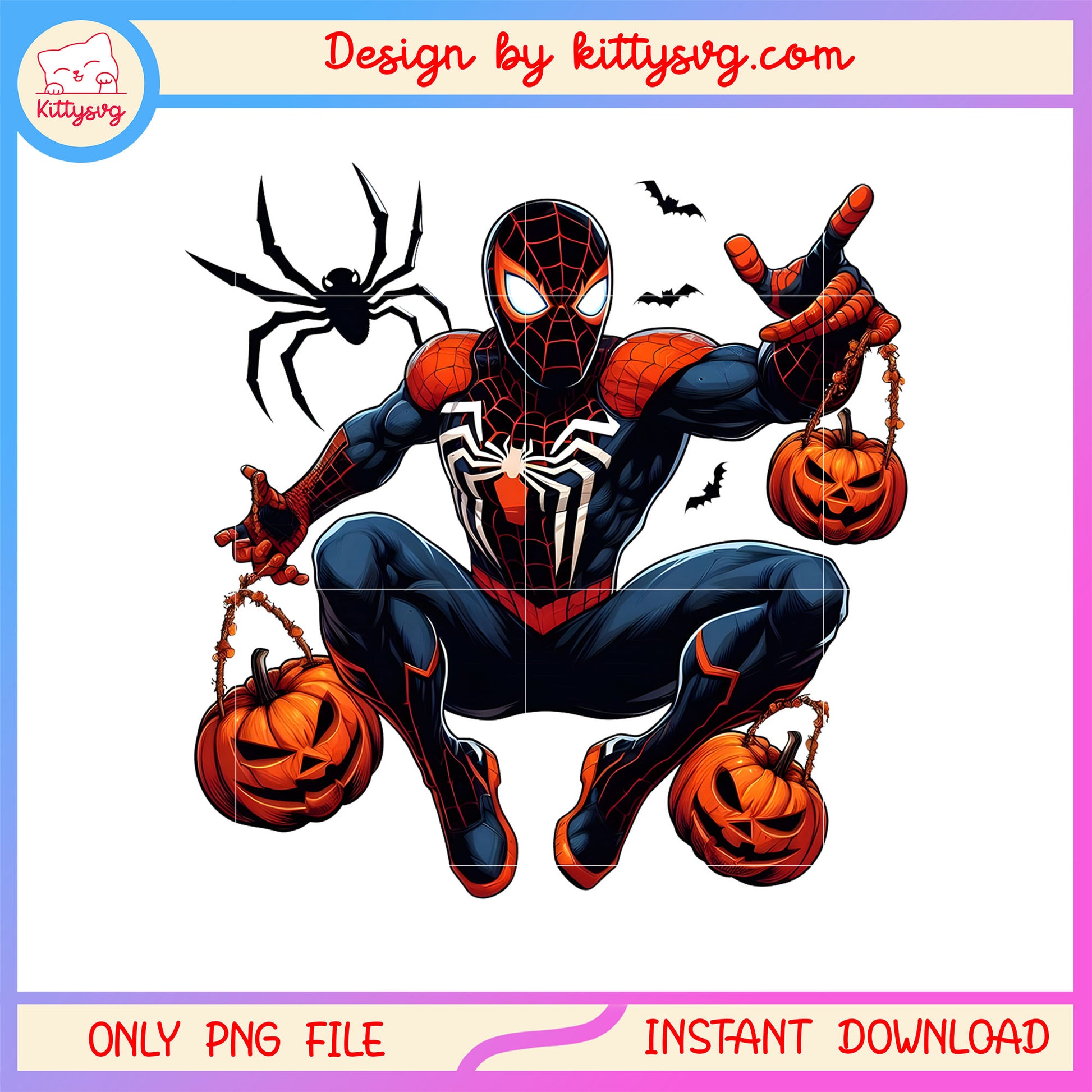 Black spiderman halloween pumpkin png, avengers spiderman png
