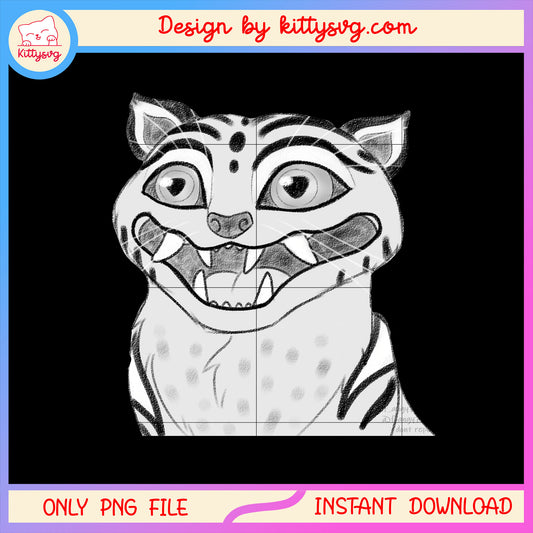 Black white demon derpy manga design png, demon tiger  png