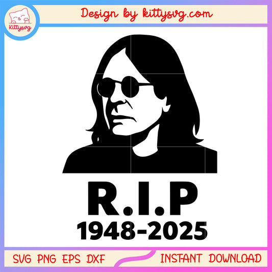 Black white ozzy osbourne rip design svg, vintage ozzy svg