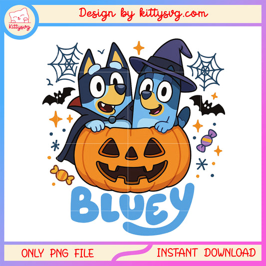 Bluey character and pumpkin png,  halloween day png, cartoon png