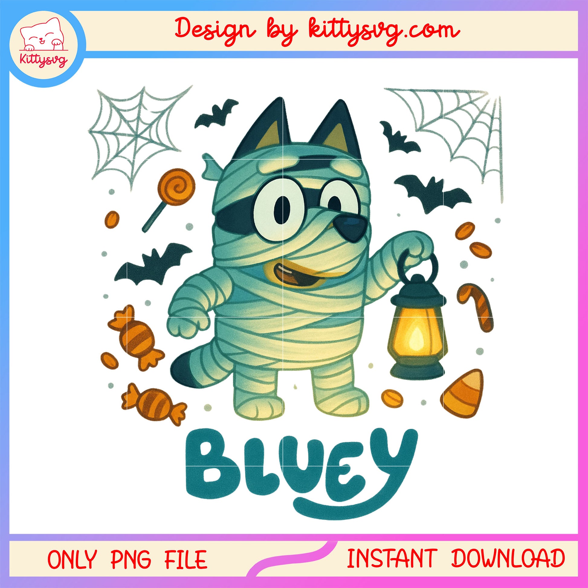 Bluey cosplay mummy png, halloween costume png, mummy png