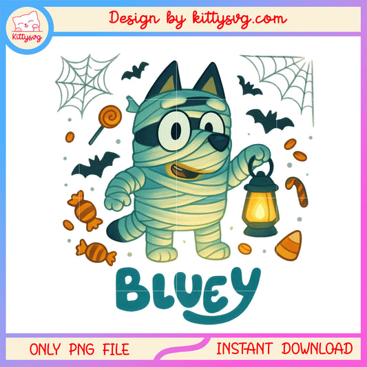 Bluey cosplay mummy png, halloween costume png, mummy png