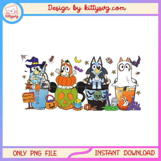Bluey family dog coffee halloween png, bluey halloween cosplay png