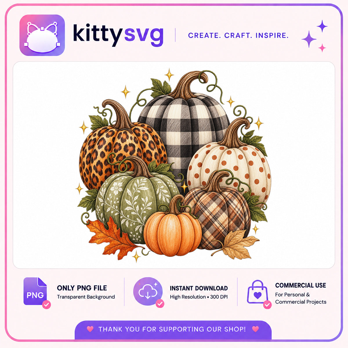 Boho Pumpkin Bundle PNG, Fall Autumn Clipart, Halloween PNG