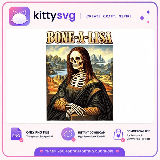 Bone A Lisa Skeleton PNG, Mona Lisa Halloween PNG, Skull PNG