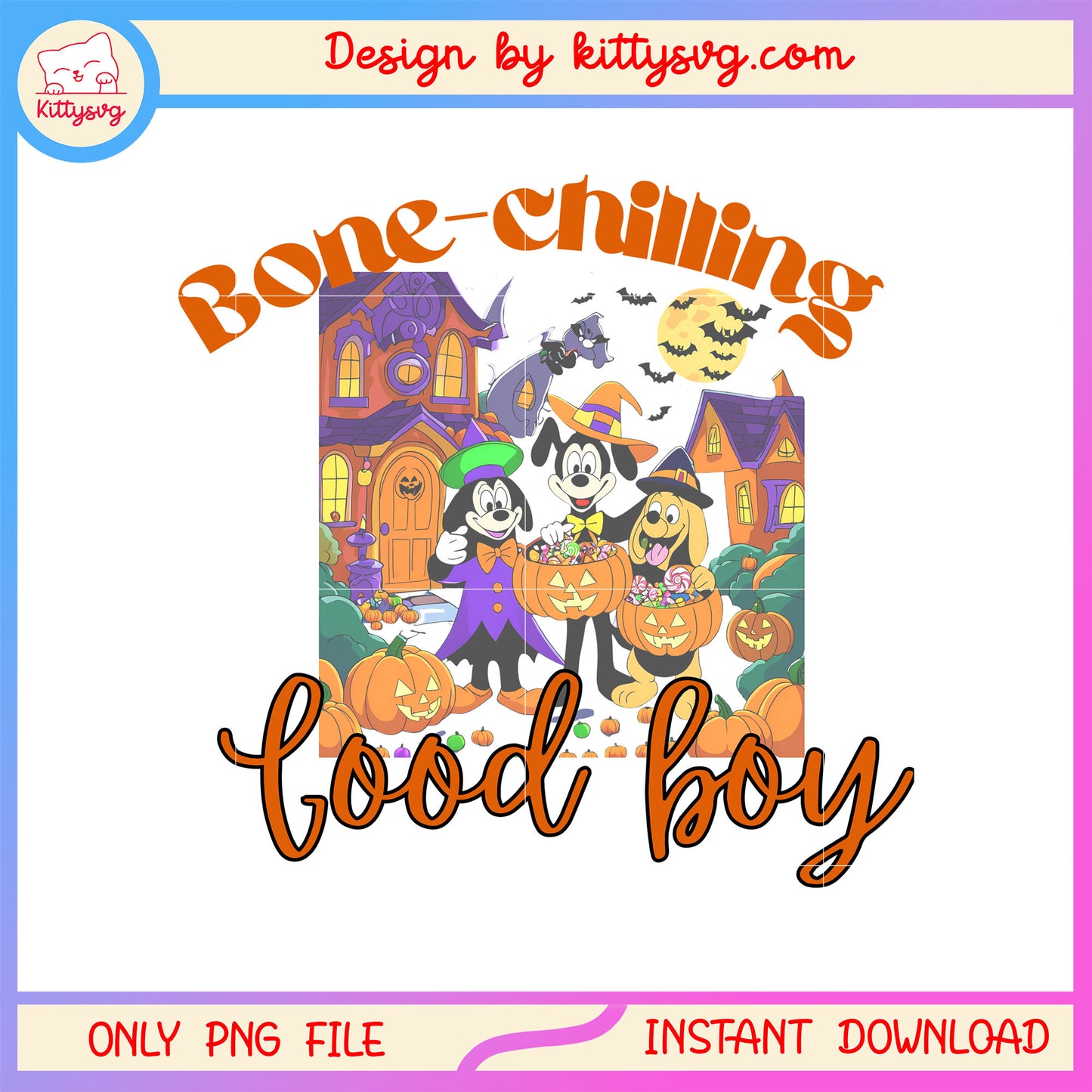 Bone chilling good boy halloween town png, trick or treat png