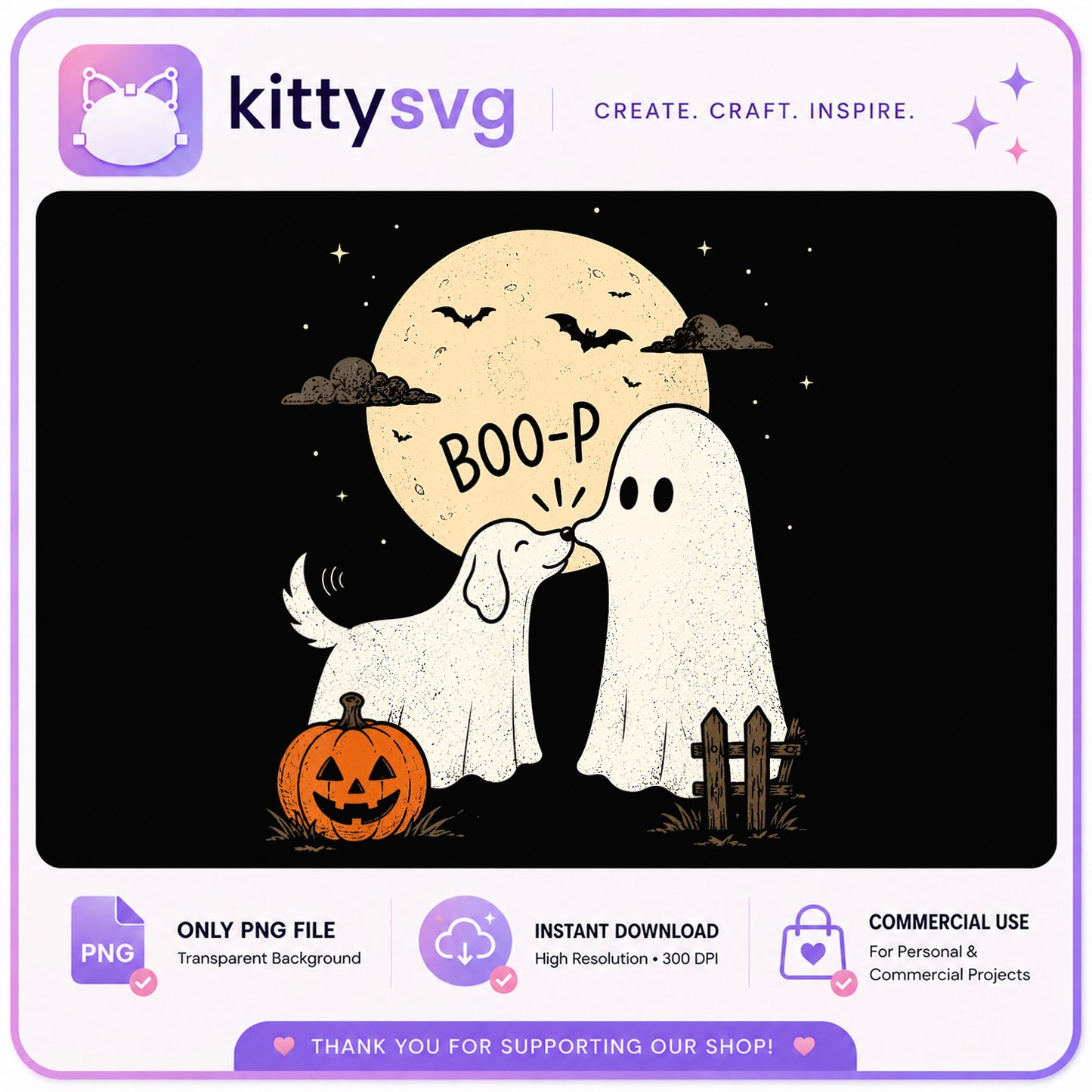 Boo-P Ghost Dog Halloween PNG, Cute Ghost Dog PNG, Halloween PNG