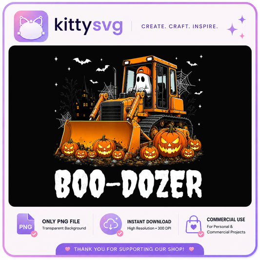 Boo Dozer Halloween PNG, Ghost Bulldozer Pumpkin PNG, Halloween PNG