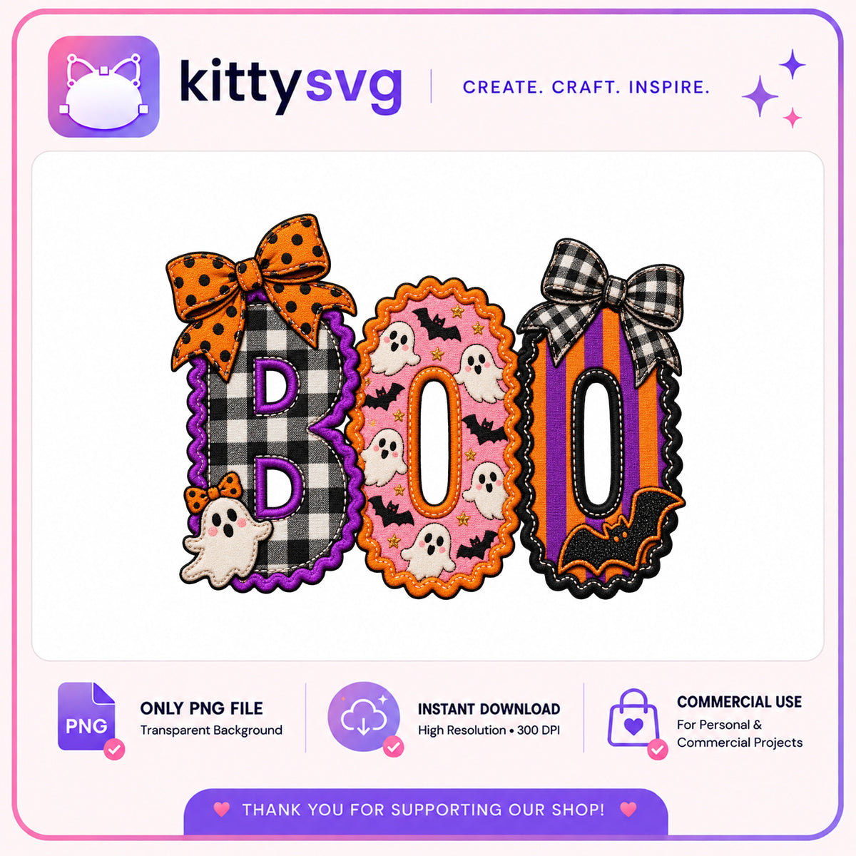 Boo Halloween PNG, Ghost Bat Sublimation PNG, Halloween PNG