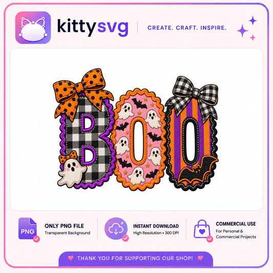 Boo Halloween PNG, Ghost Bat Sublimation PNG, Halloween PNG