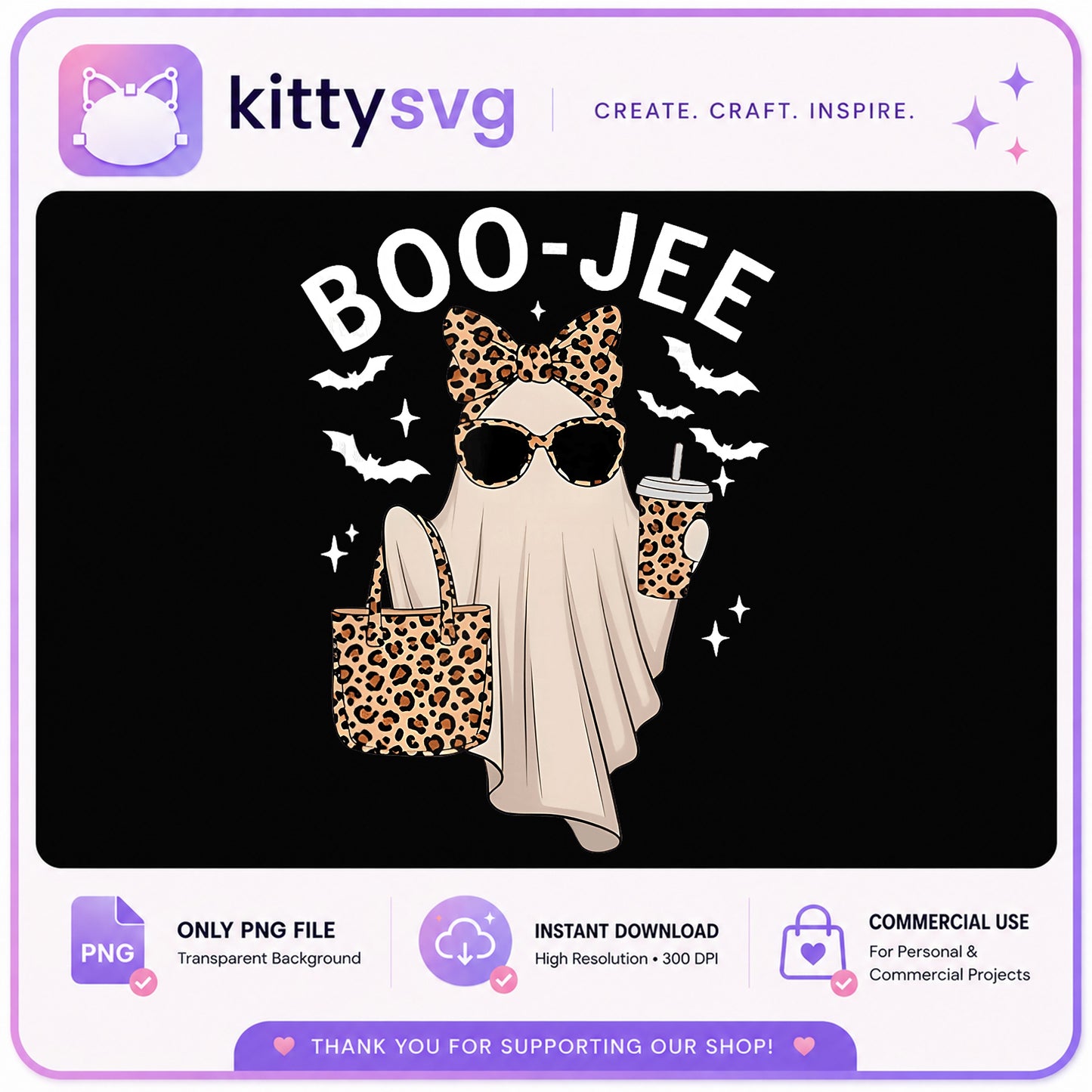 Boo Jee Ghost Halloween PNG, Leopard Ghost PNG, Boujee Ghost PNG