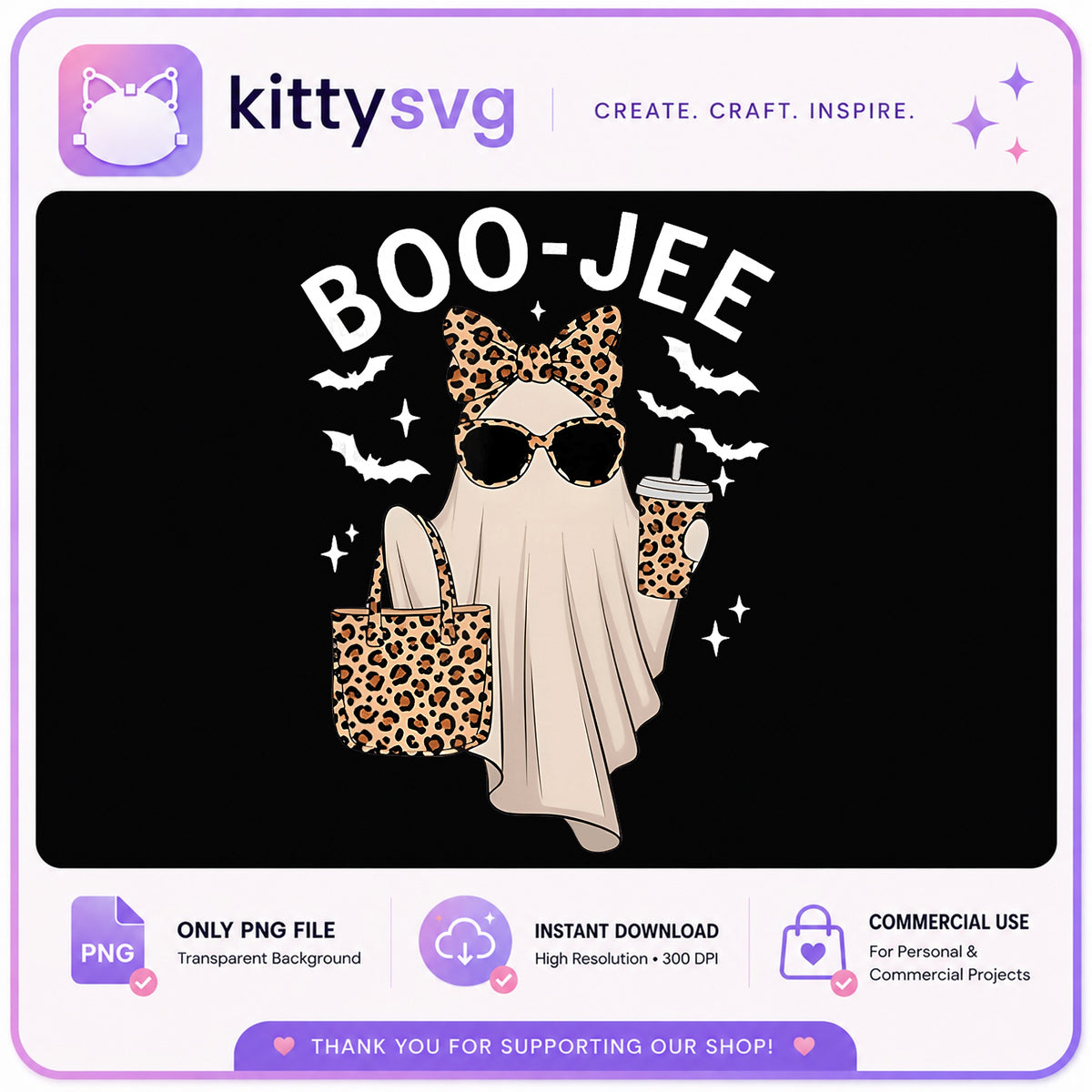 Boo Jee Ghost Halloween PNG, Leopard Ghost PNG, Boujee Ghost PNG