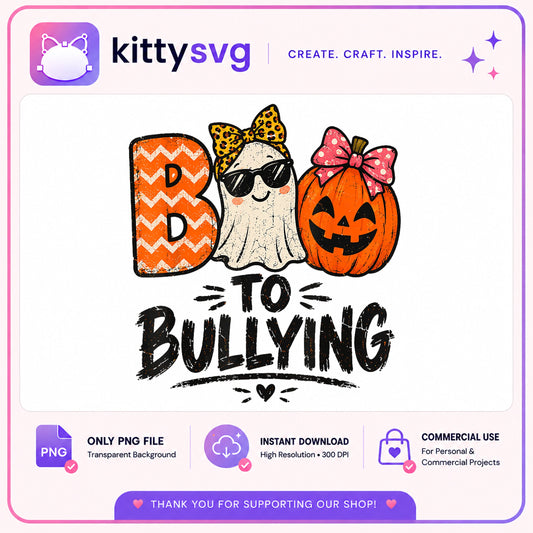 Boo To Bullying Halloween PNG, Ghost Pumpkin PNG, Halloween PNG