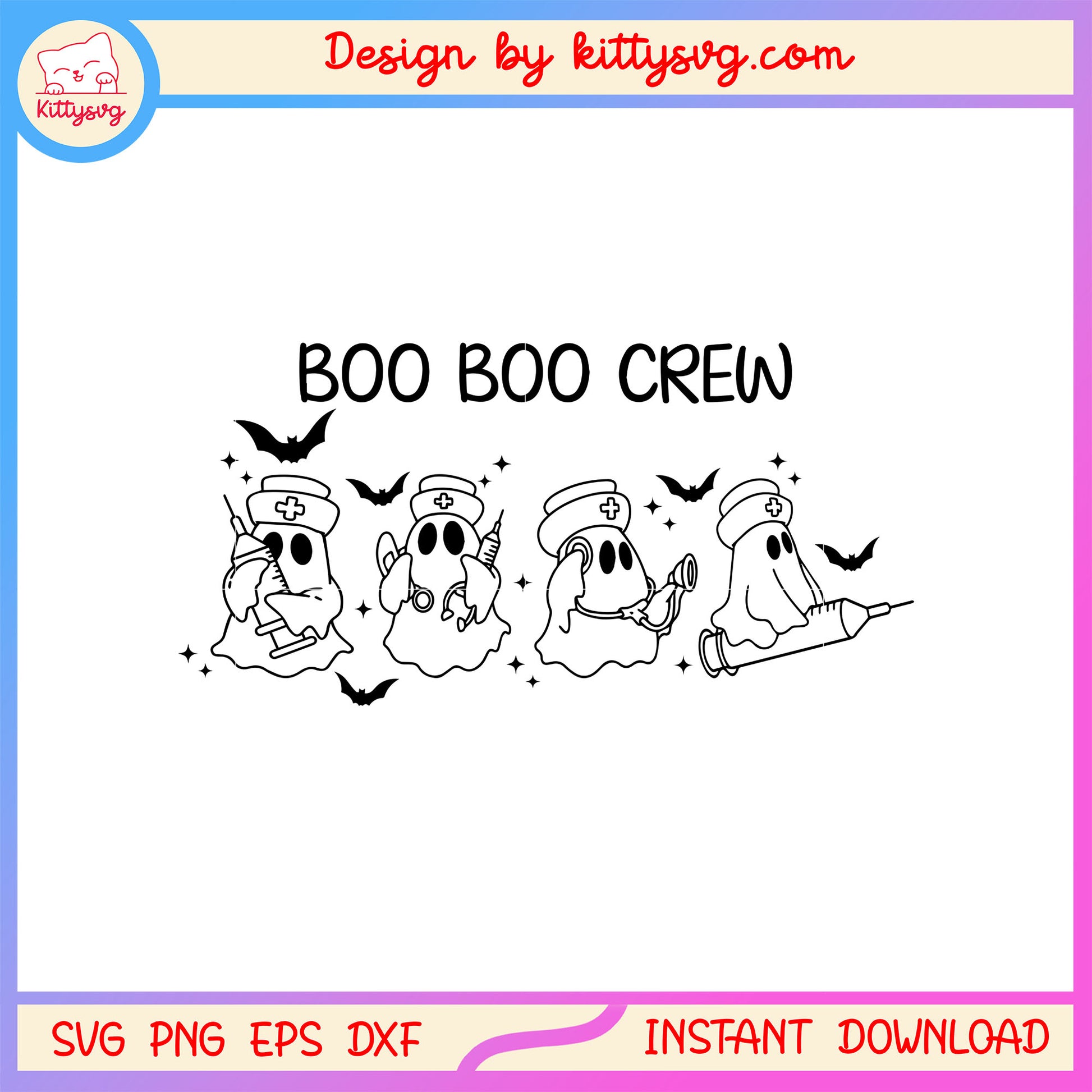 Boo crew nurse sheet ghost svg, halloween sheet ghost svg