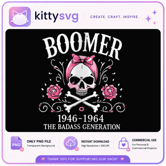 Boomer Skull Badass Generation PNG, Skull Rose PNG, Boomer PNG