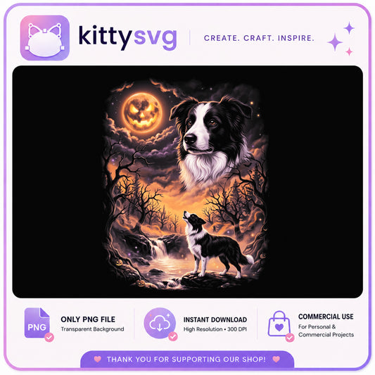 Border Collie Halloween PNG, Spooky Dog PNG, Halloween Dog PNG