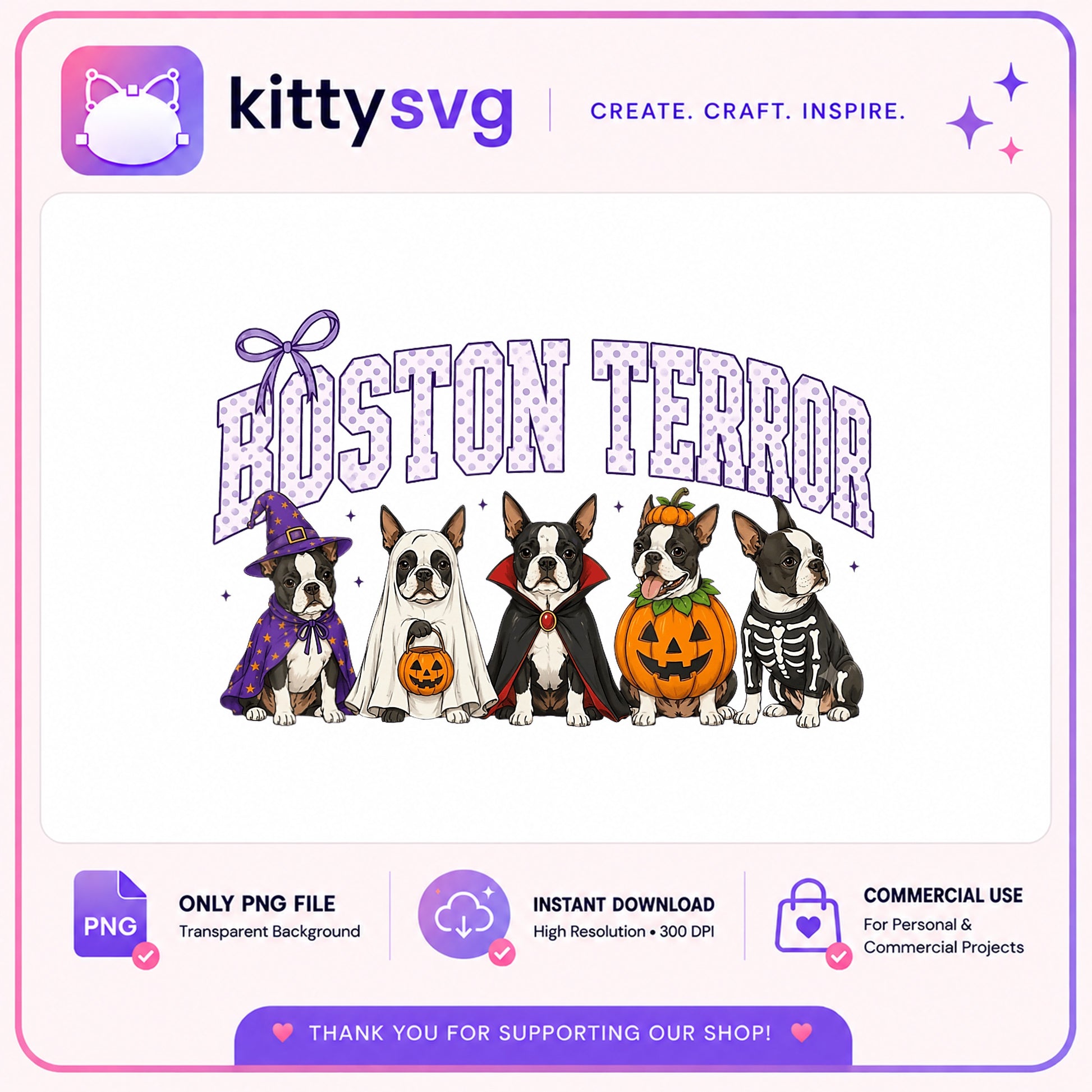 Boston Terrier Halloween PNG, Spooky Dog PNG, Halloween PNG