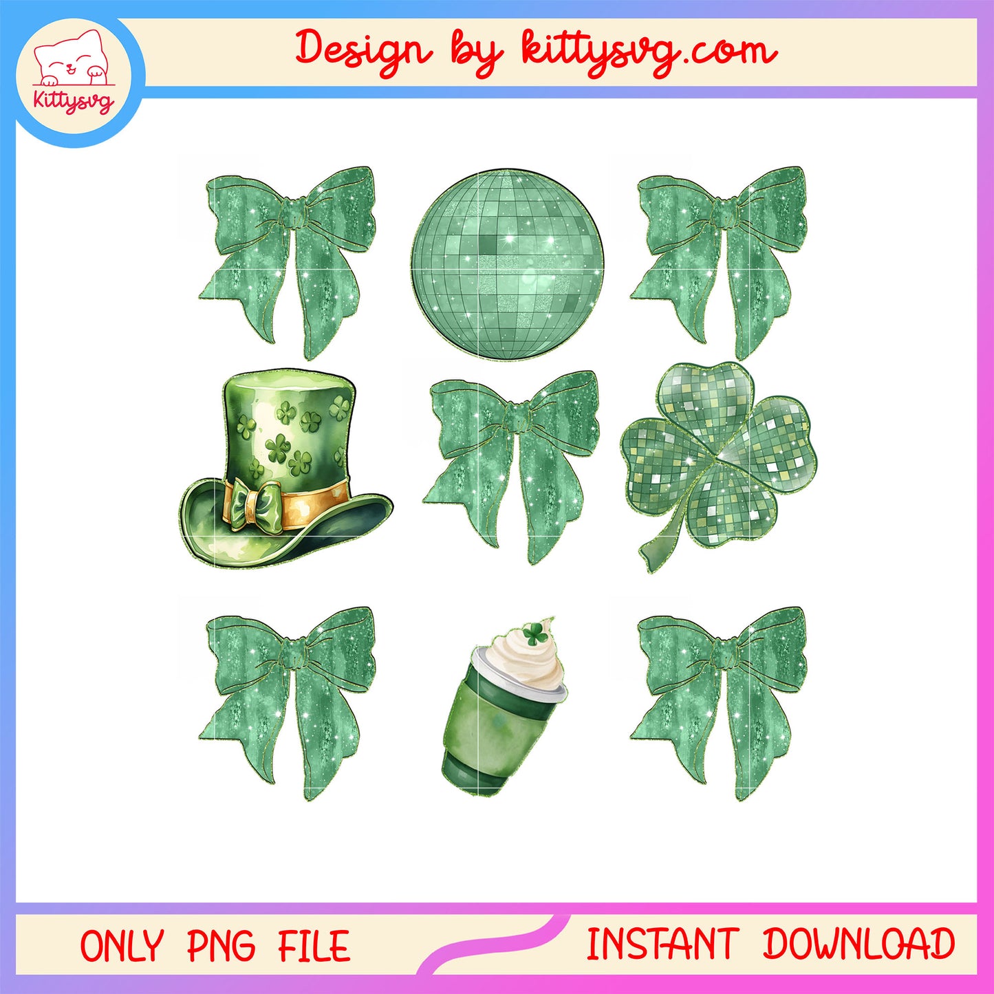 Bow and hat green patrick png, st. patrick's day green png