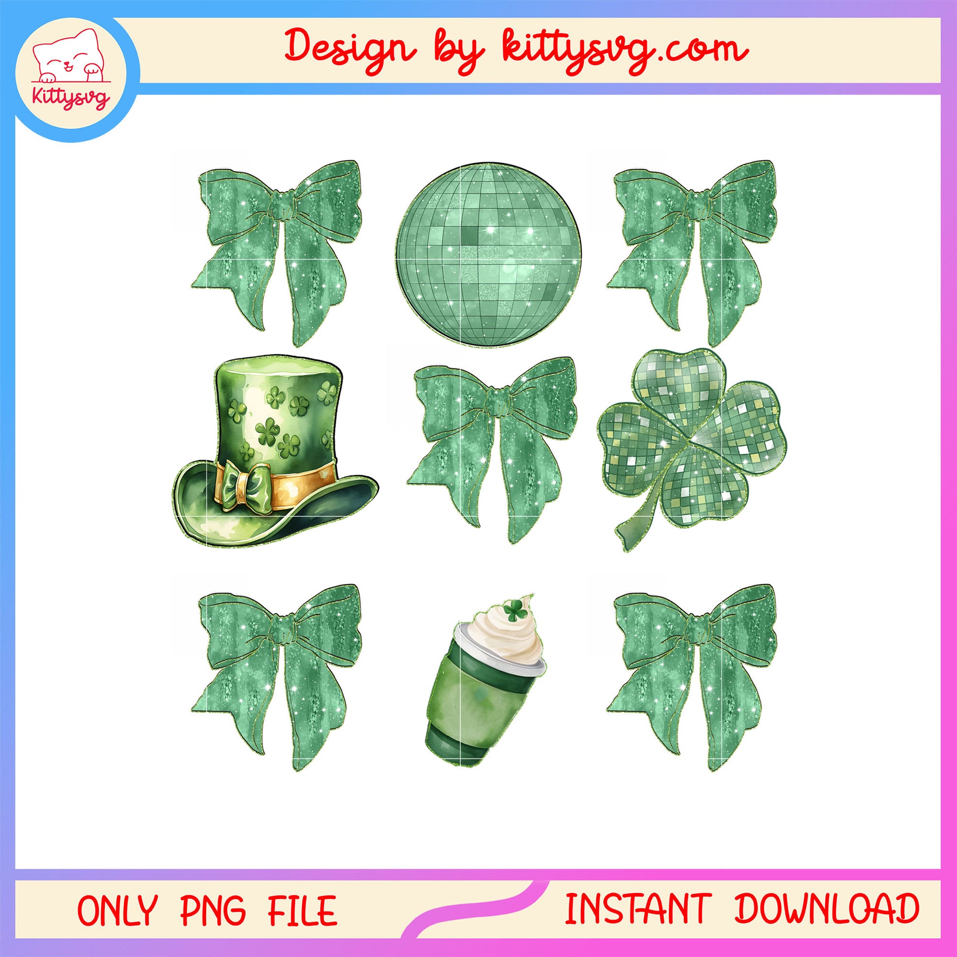 Bow and hat green patrick png, st. patrick's day green png