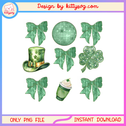 Bow and hat green patrick png, st. patrick's day green png