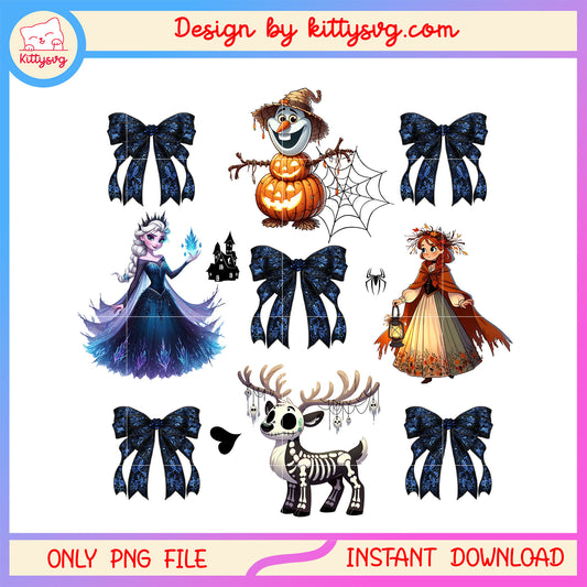 Bow frozen disney halloween design png, halloween vibes png
