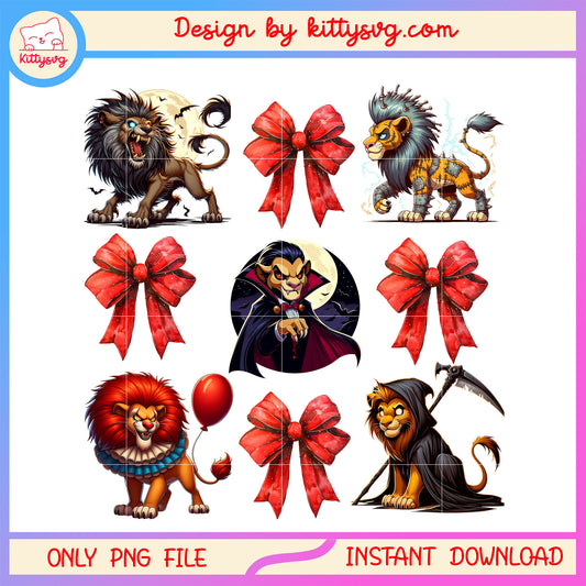 Bow lion king halloween design png, lion king cartoon halloween png