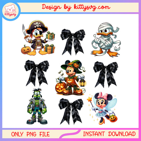 Bow mickey disney halloween design png, mickey and friends png