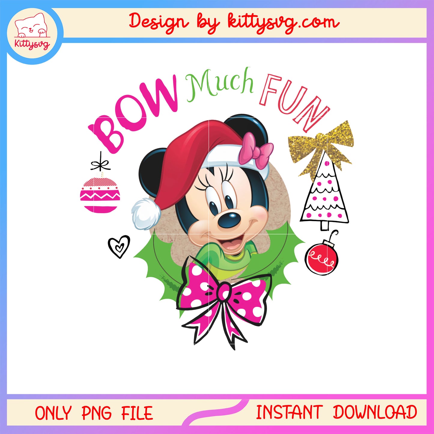 Bow much fun minnie santa christmas png, minnie mouse christmas png 