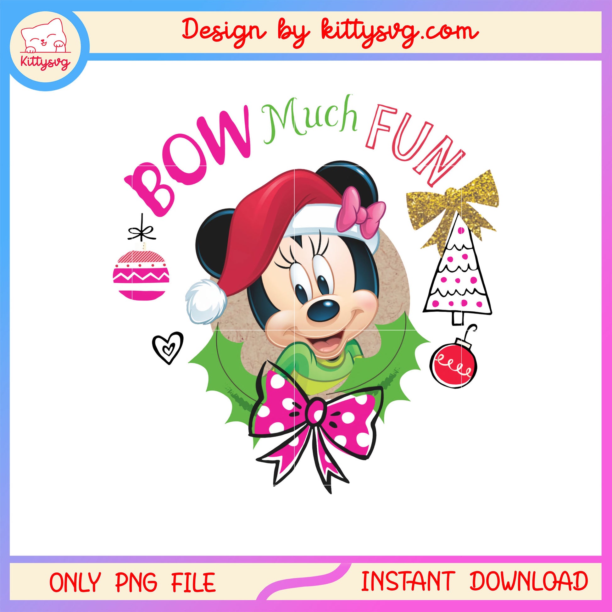 Bow much fun minnie santa christmas png, minnie mouse christmas png 