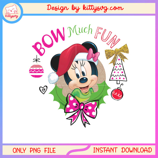 Bow much fun minnie santa christmas png, minnie mouse christmas png 
