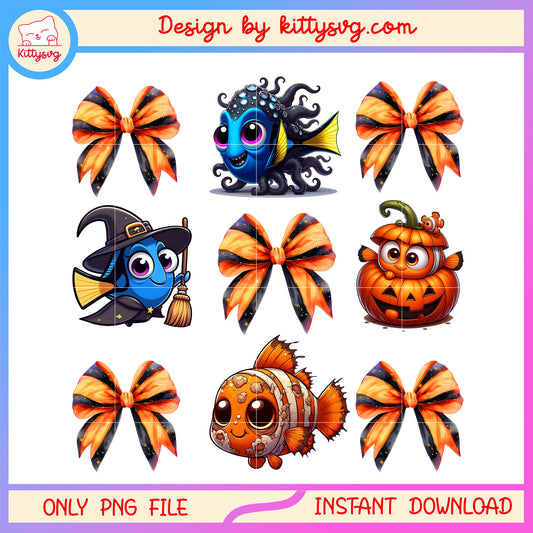 Bow nemo disney halloween design png, finding nemo png,  halloween png