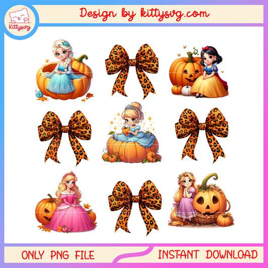 Bow princess disney halloween design png, halloween disney princess png