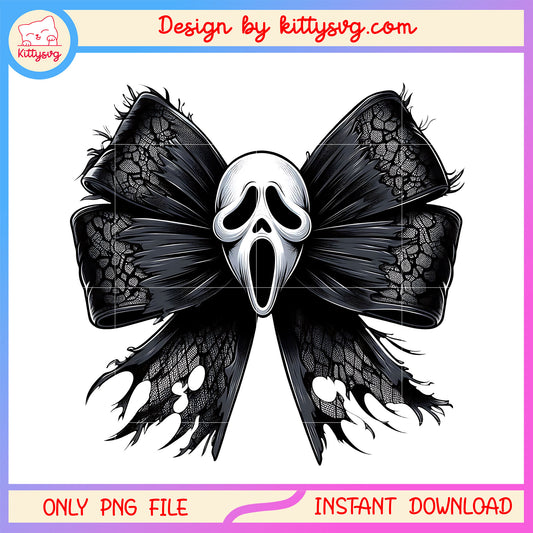 Bow vampire face halloween design png, ghost face png, halloween bow png