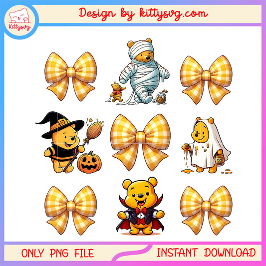 Bow winne the pooh halloween design png, winnie the pooh png, disney halloween png