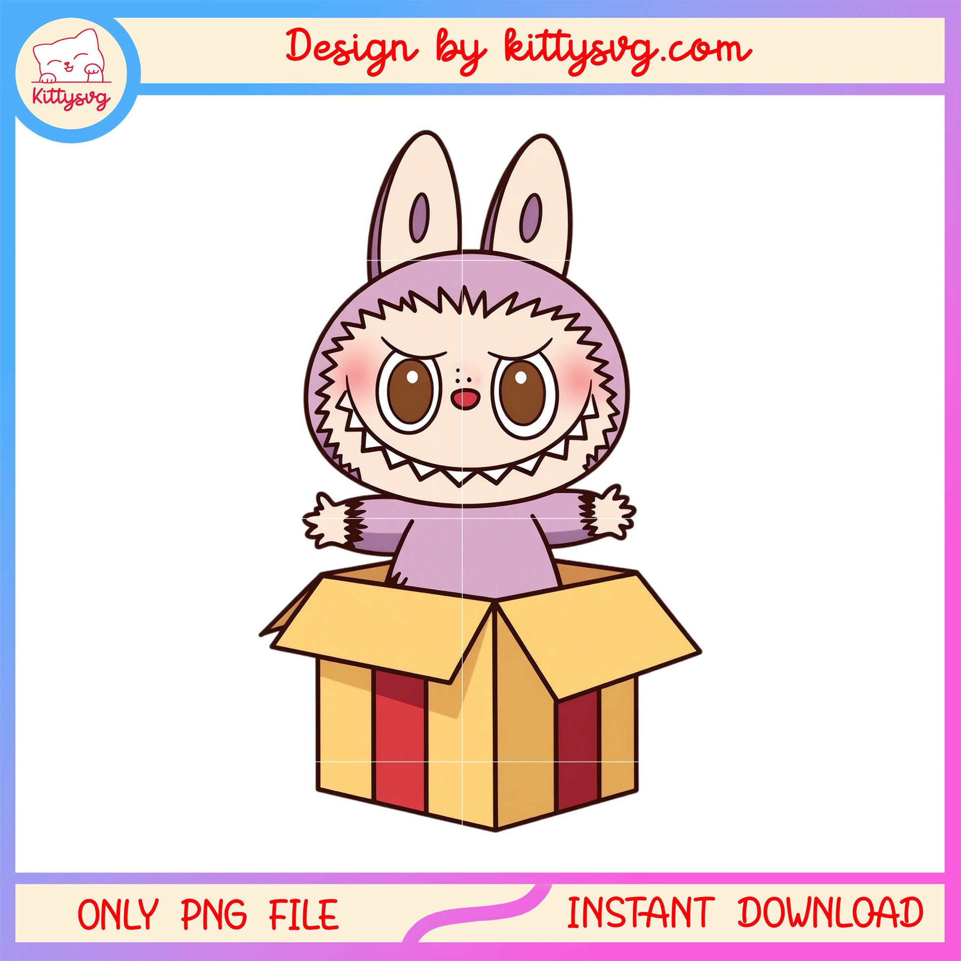 Box gift labubu clothes design png, labubu monster png
