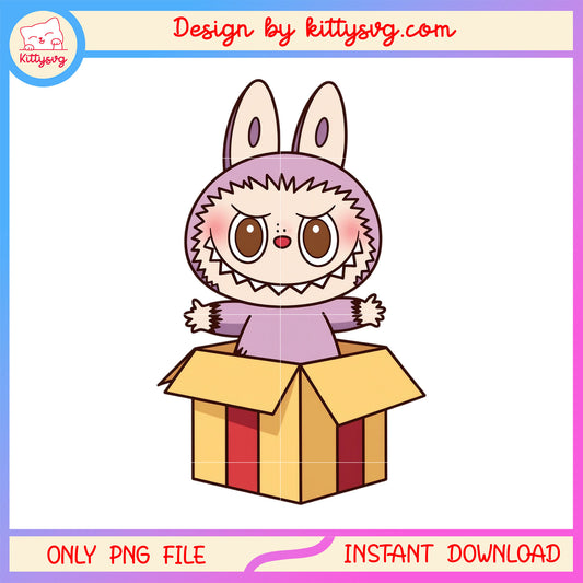 Box gift labubu clothes design png, labubu monster png