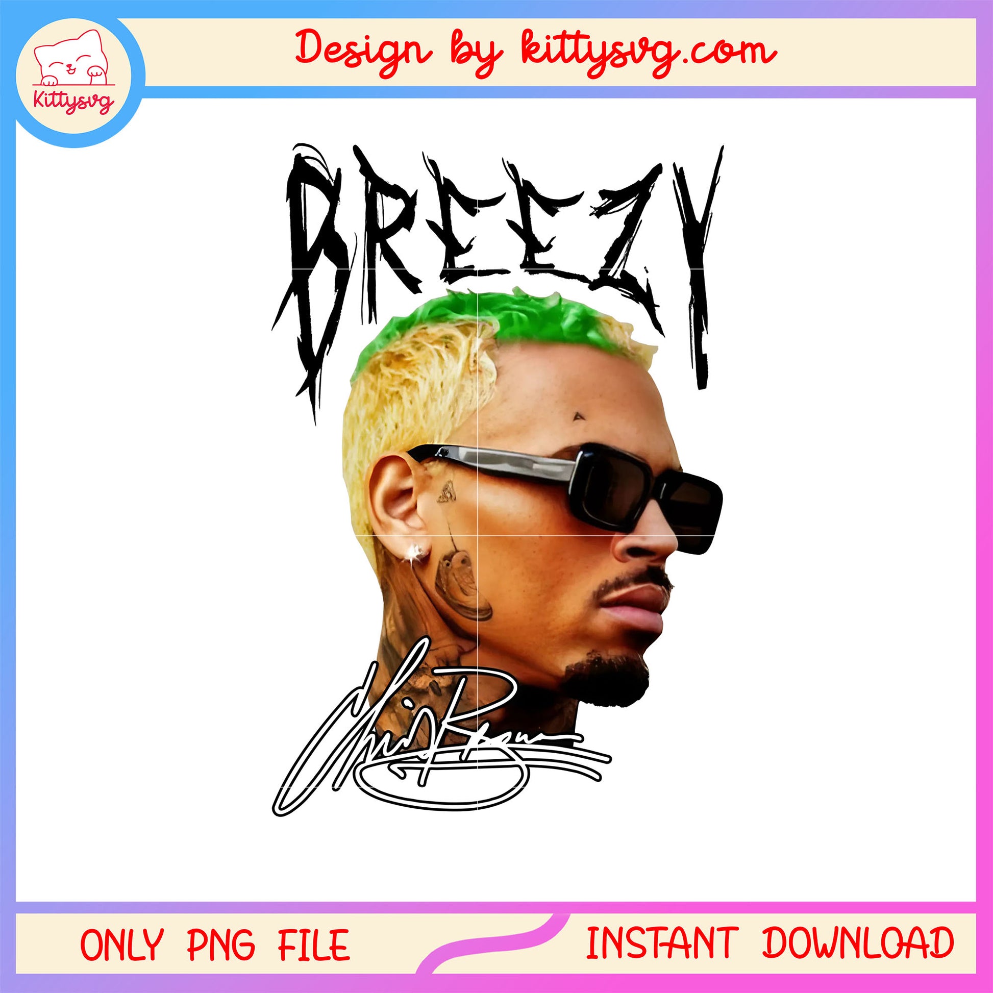 Breezy chris brown face design png, chris brown merch​ png