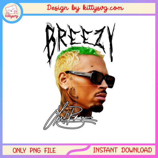 Breezy chris brown face design png, chris brown merch​ png