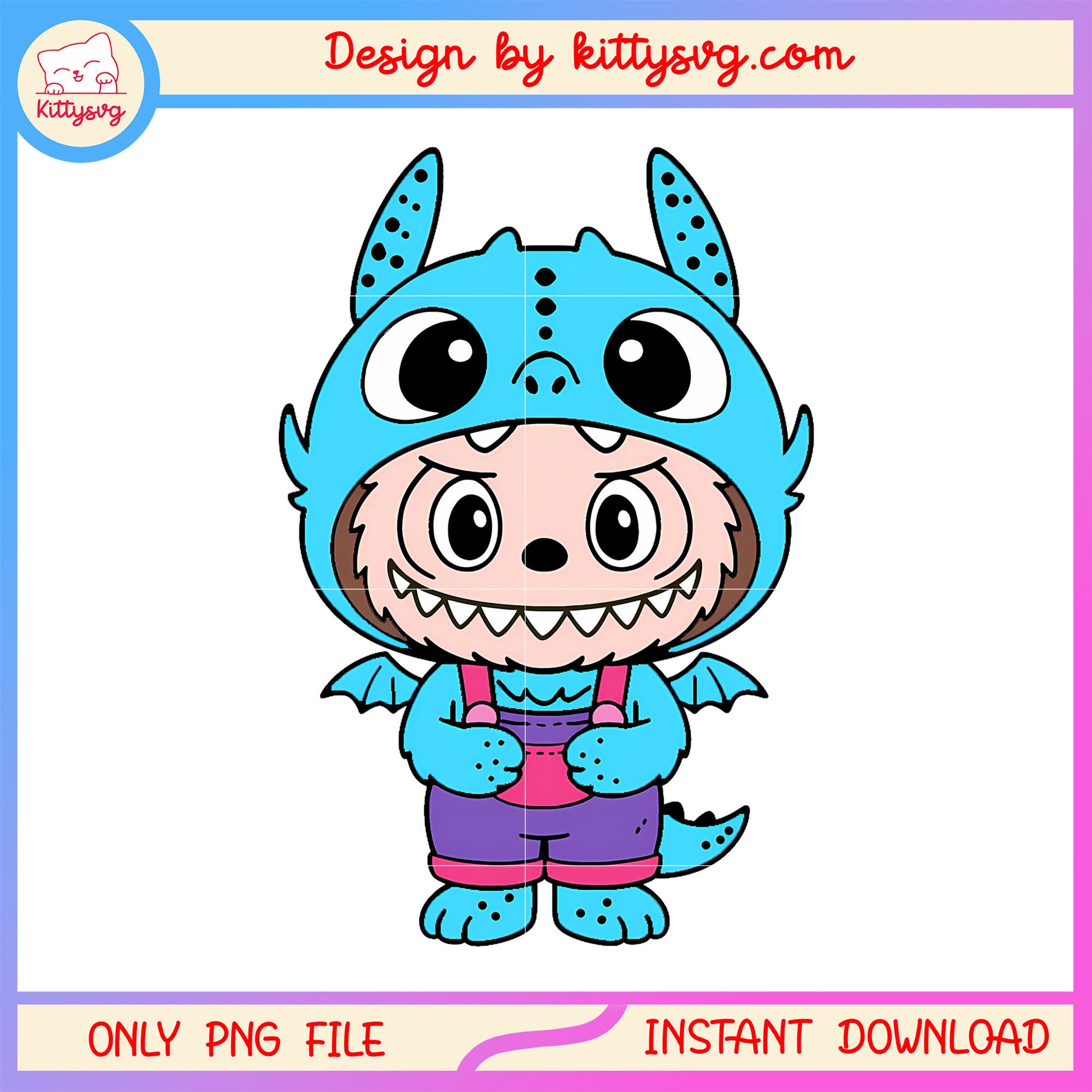 Bright blue baby dragon monster labubu cute doll png, labubu box png