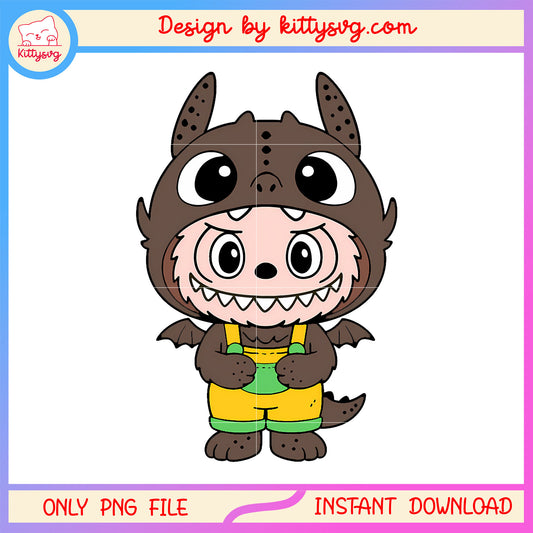 Brown baby dragon labubu cute doll png, labubu cute doll png