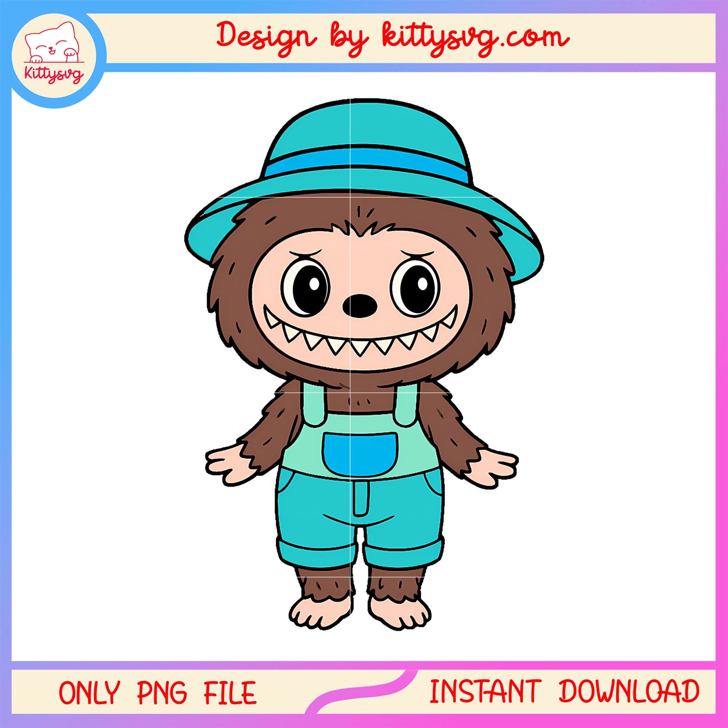 Brown overalls labubu cute doll drawing design png, labubu toy png, art toy png