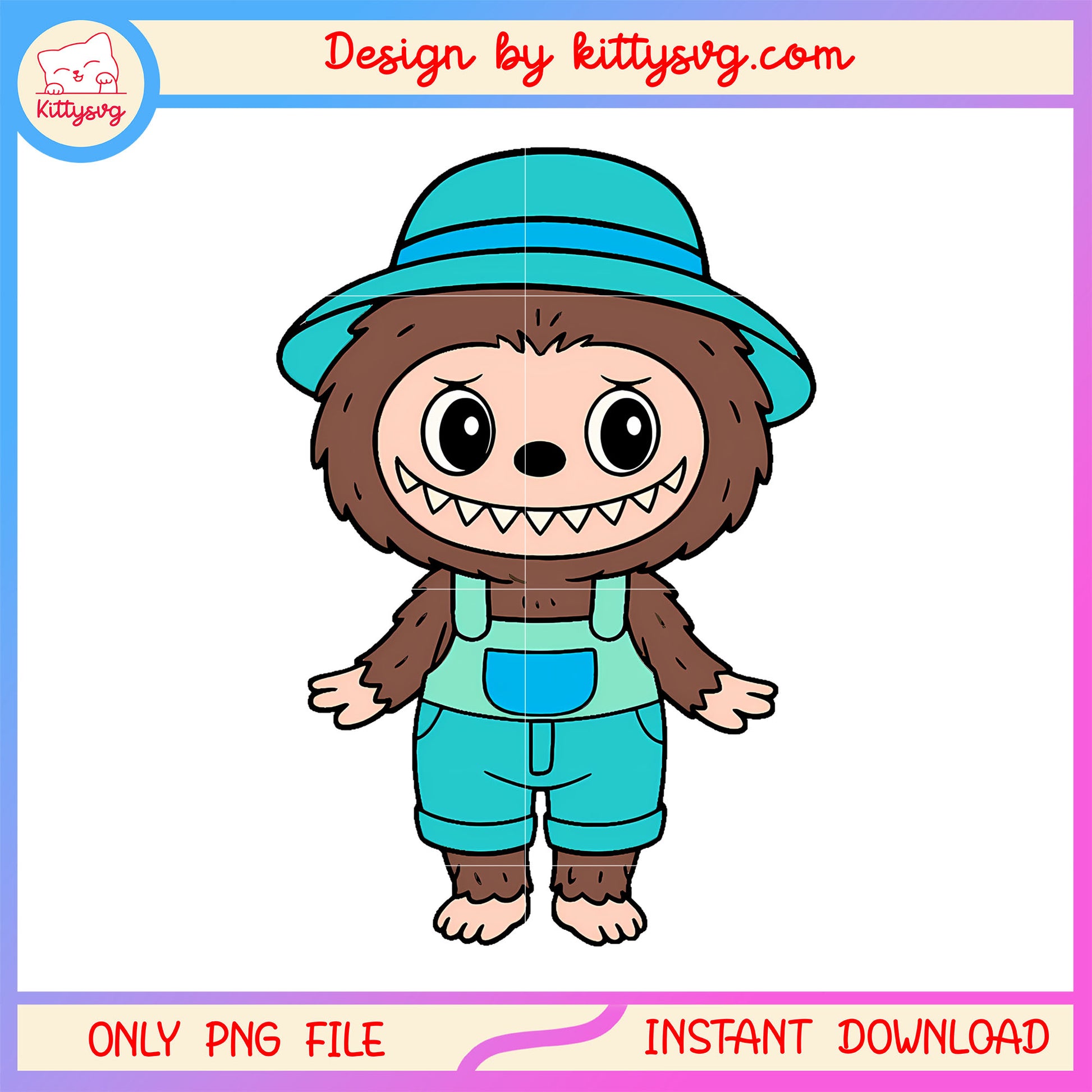 Brown overalls labubu cute doll drawing design png, labubu toy png, art toy png