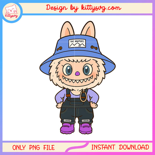 Bucket hat labubu cute doll png, labubu mystery box png